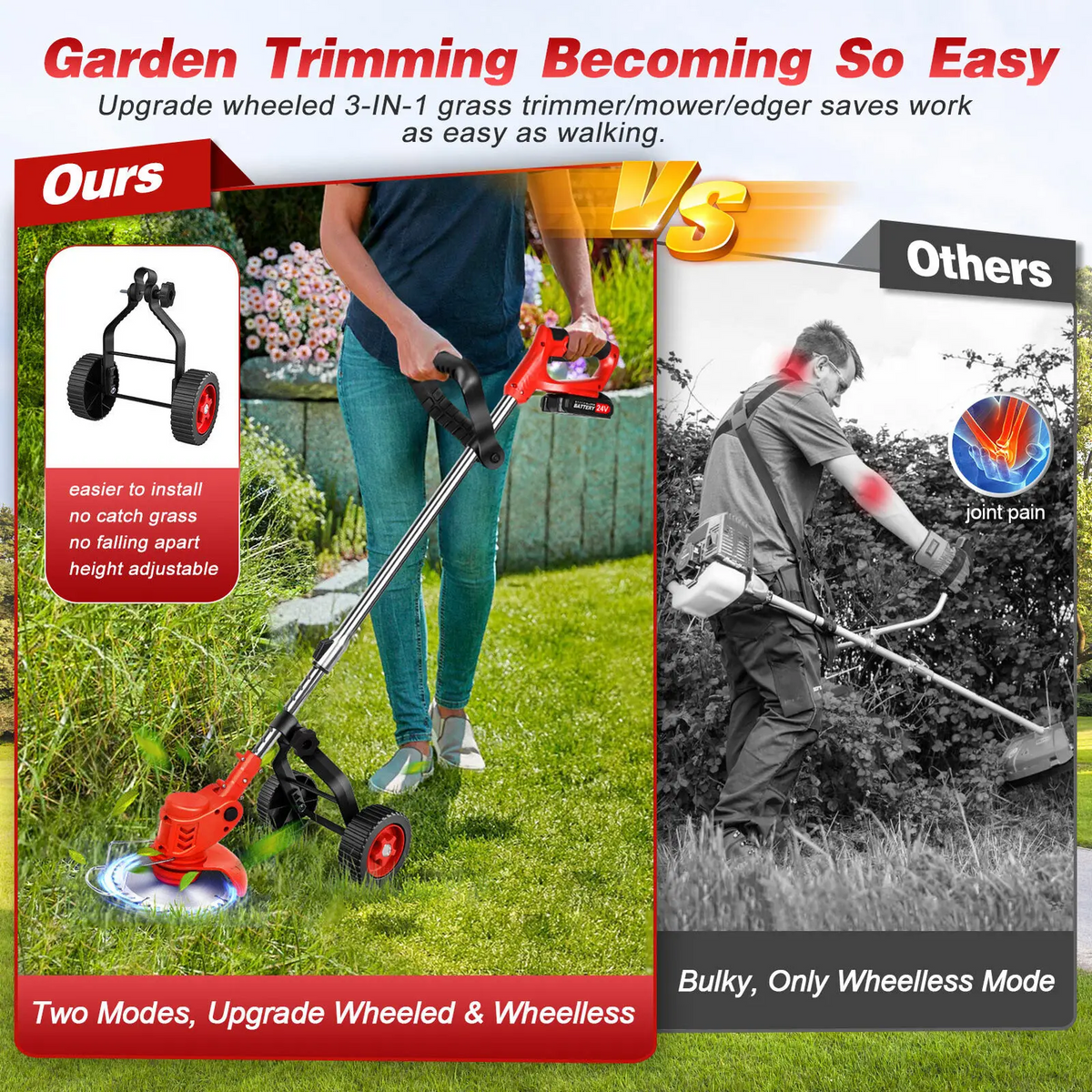 3-in-1 Cordless Lawn Trimmer Skanto