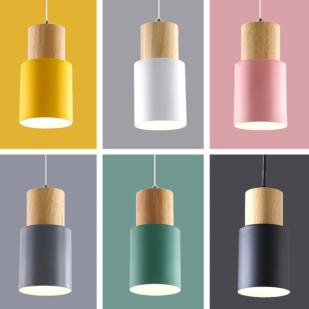 Modern Wood & Black Pendant Lamp Kalsten