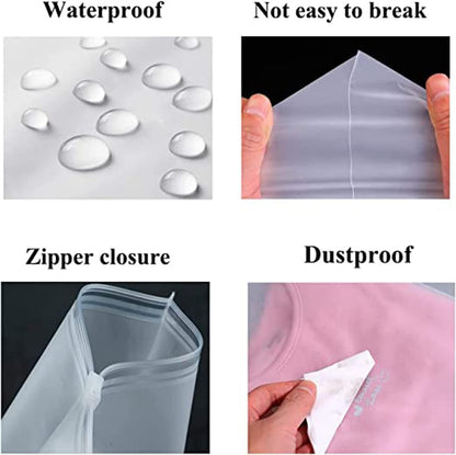 Multipurpose Storage Bags with Frosted Zipper – 20-Pack Plastic Garment Covers (Buy 2 Sets, Get 1 Free)
