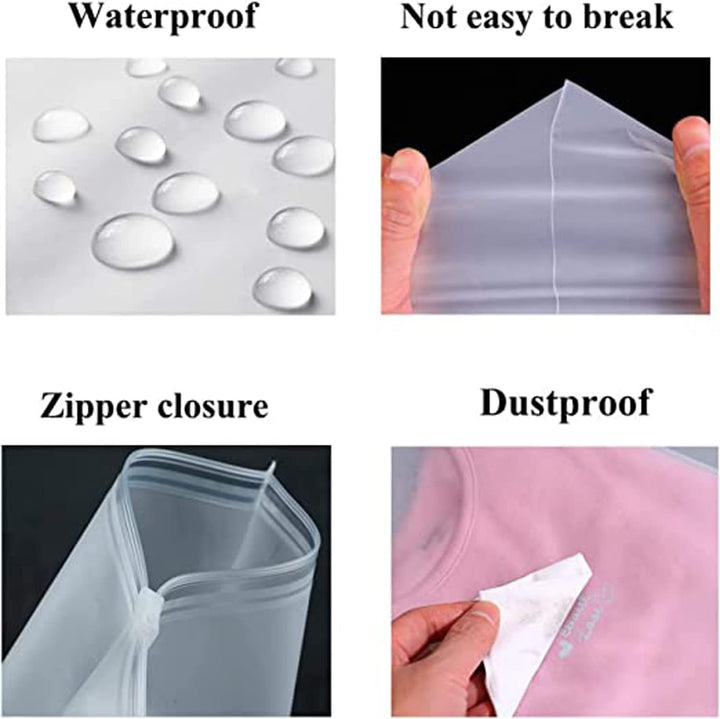 Multi-Purpose Frosted Zip Storage Bags – 20-Pack Plastic Garment Sleeves (Buy 2 Sets, Take 1 FREE) | Kalsten