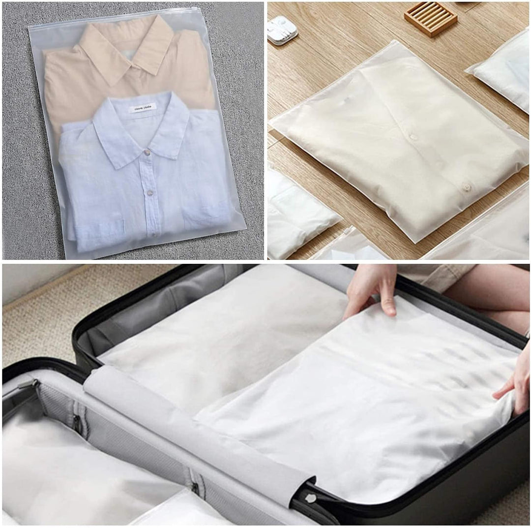 Multi-Purpose Frosted Zip Storage Bags – 20-Pack Plastic Garment Sleeves (Buy 2 Sets, Take 1 FREE) | Kalsten