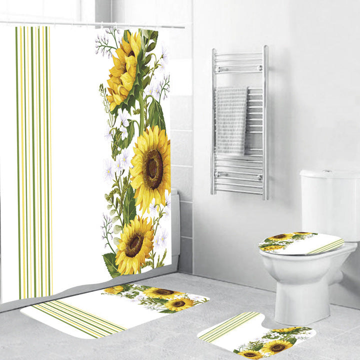 Floral Shower Curtain and Mat Set Kalsten