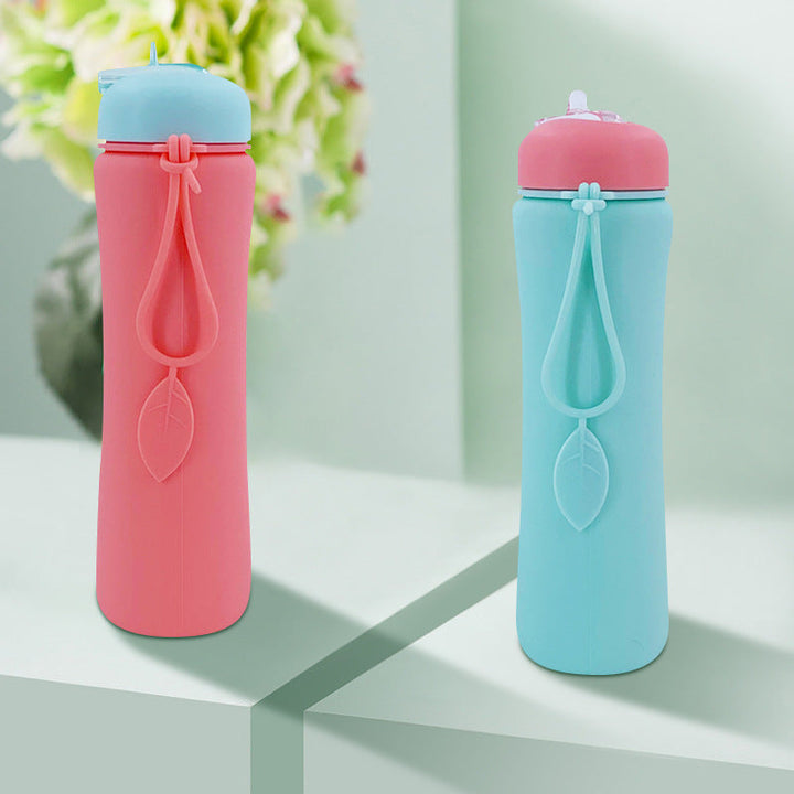 Ladies Foldable Silicone Drinking Bottle with Practical Carrying Strap Kalsten