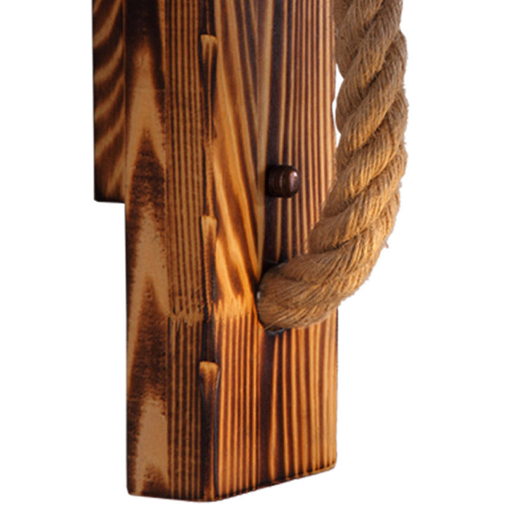 Wood Rope Industrial Wall Light