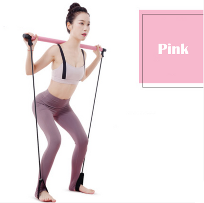 BowLift | 8-in-1 Portable Pilates Bar Kit with Resistance Band, Foot Loop, Ideal for Home Total Body Workout, Gym, Weightlifting