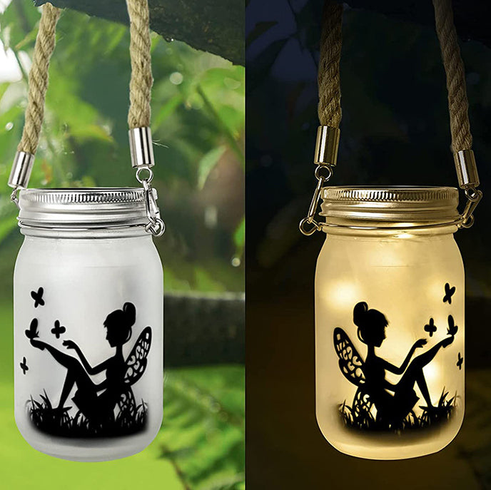 Solar Creative Fairy Frosted Glass Jar LED Outdoor Light | Kalsten