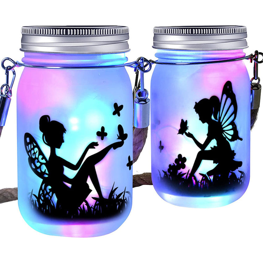 Solar Creative Fairy Frosted Glass Jar LED Outdoor Light | Kalsten