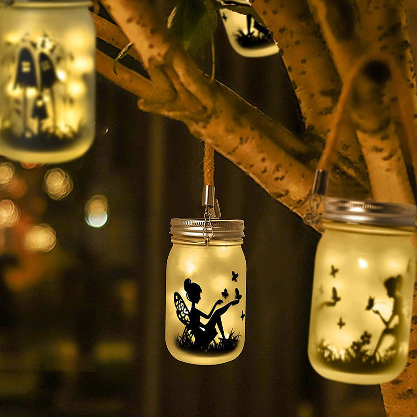 Solar Creative Fairy Frosted Glass Jar LED Outdoor Light | Kalsten