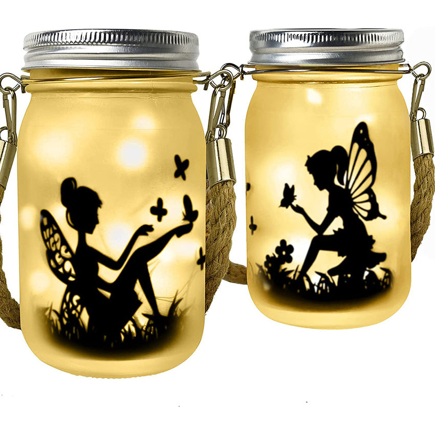 Solar Creative Fairy Frosted Glass Jar LED Outdoor Light | Kalsten