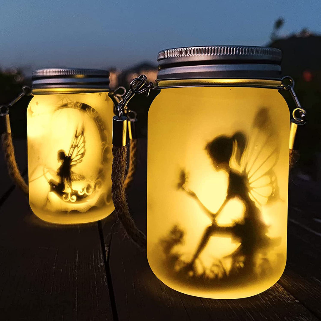 Solar Creative Fairy Frosted Glass Jar LED Outdoor Light | Kalsten