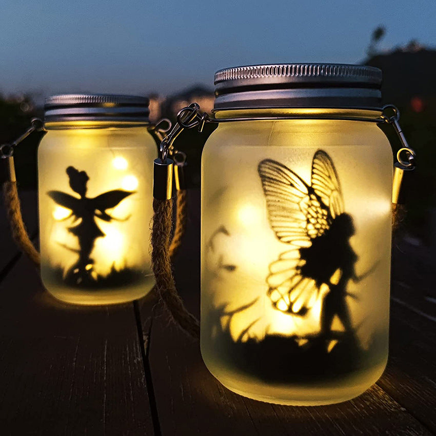 Solar Creative Fairy Frosted Glass Jar LED Outdoor Light | Kalsten