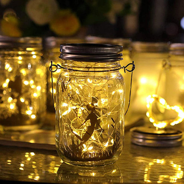 Solar Creative Fairy Frosted Glass Jar LED Outdoor Light | Kalsten