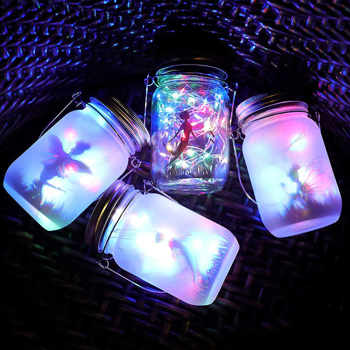 Solar Creative Fairy Frosted Glass Jar LED Outdoor Light | Kalsten