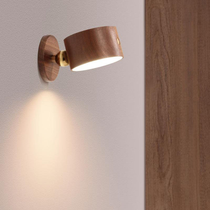 Simple wood USB rechargeable touch magnet LED night light wall sconce lamp | Kalsten