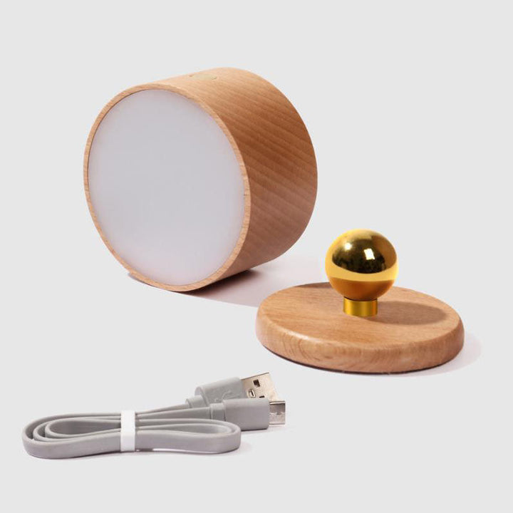 Simple wood USB rechargeable touch magnet LED night light wall sconce lamp | Kalsten