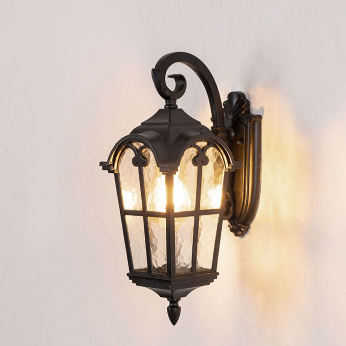 Traditional European Quadrilateral Window Shape Aluminum Glass 1-Light Wall Sconce Lamp For Outdoor Patio | Kalsten
