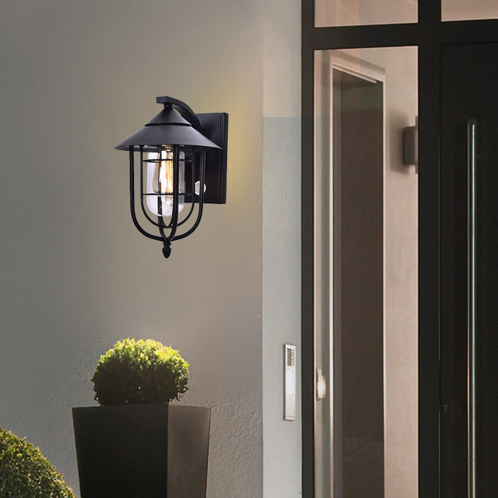 Contemporary Industrial Iron Waterproof Human Body Sensing 1-Light Outdoor Wall Sconce Lamp For Outdoor Patio | Kalsten