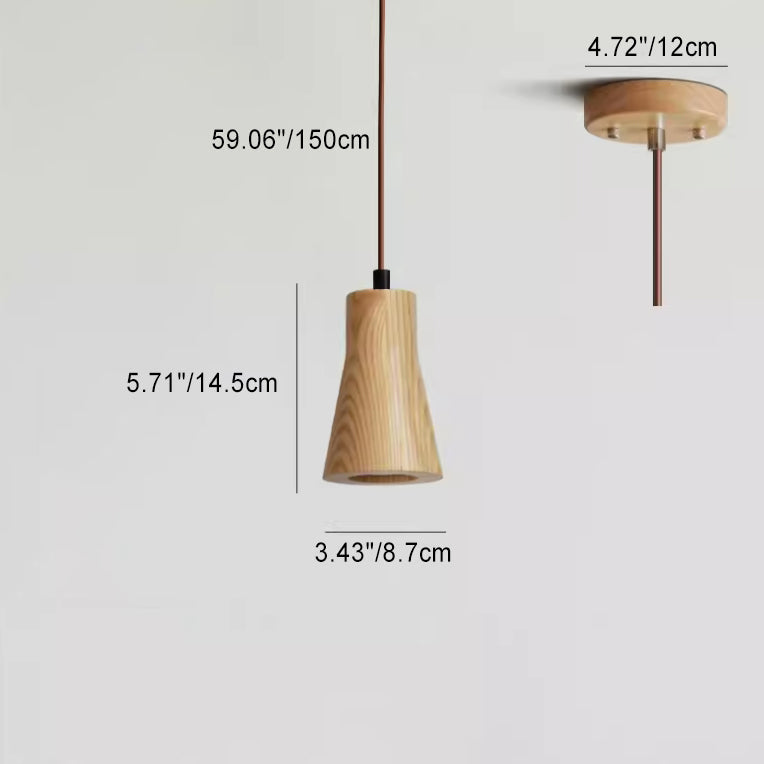 Pendant Light Wood GU10 5.7 in Beige Bedroom Living Room Hanging Ceiling Fixture Adjustable Cord Modern Minimalist | Kalsten