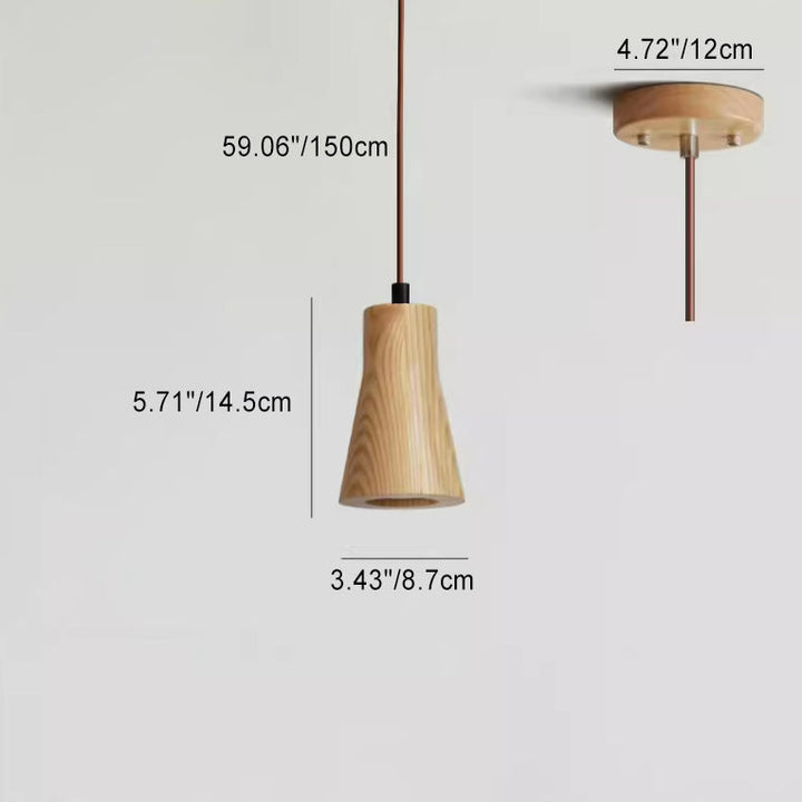 Pendant Light Wood GU10 5.7 in Beige Bedroom Living Room Hanging Ceiling Fixture Adjustable Cord Modern Minimalist | Kalsten