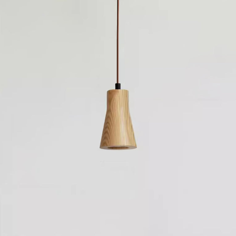 Pendant Light Wood GU10 5.7 in Beige Bedroom Living Room Hanging Ceiling Fixture Adjustable Cord Modern Minimalist | Kalsten