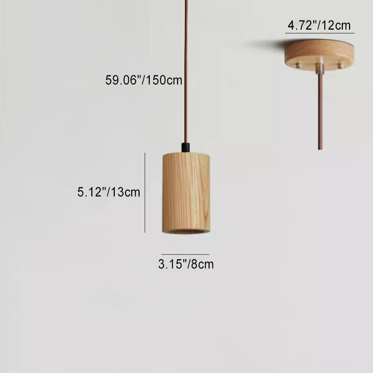 Pendant Light Wood GU10 5.7 in Beige Bedroom Living Room Hanging Ceiling Fixture Adjustable Cord Modern Minimalist | Kalsten