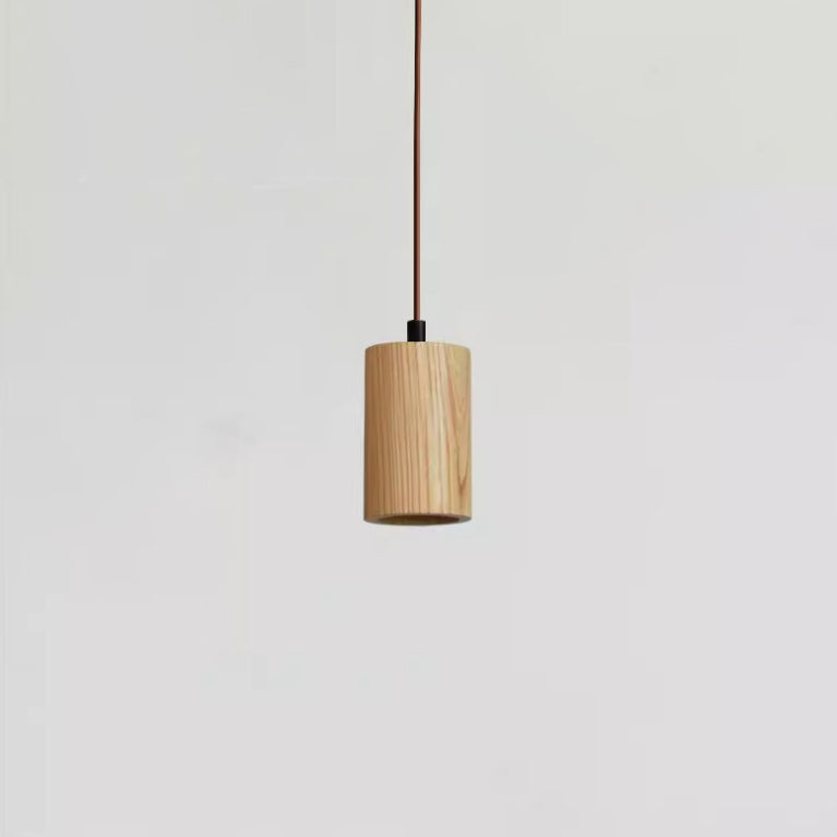 Pendant Light Wood GU10 5.7 in Beige Bedroom Living Room Hanging Ceiling Fixture Adjustable Cord Modern Minimalist | Kalsten