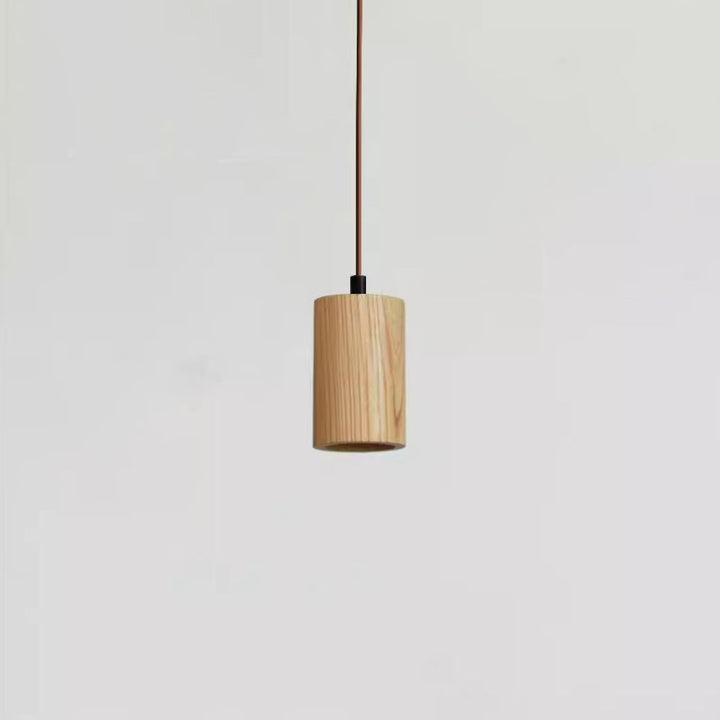 Pendant Light Wood GU10 5.7 in Beige Bedroom Living Room Hanging Ceiling Fixture Adjustable Cord Modern Minimalist | Kalsten