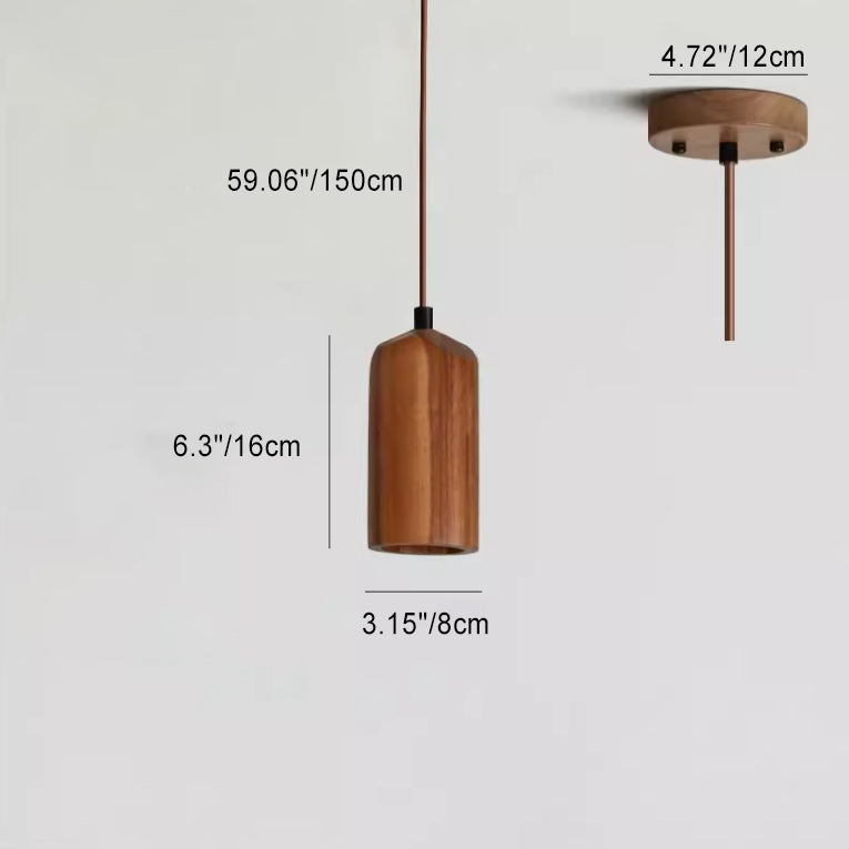 Pendant Light Wood GU10 5.7 in Beige Bedroom Living Room Hanging Ceiling Fixture Adjustable Cord Modern Minimalist | Kalsten