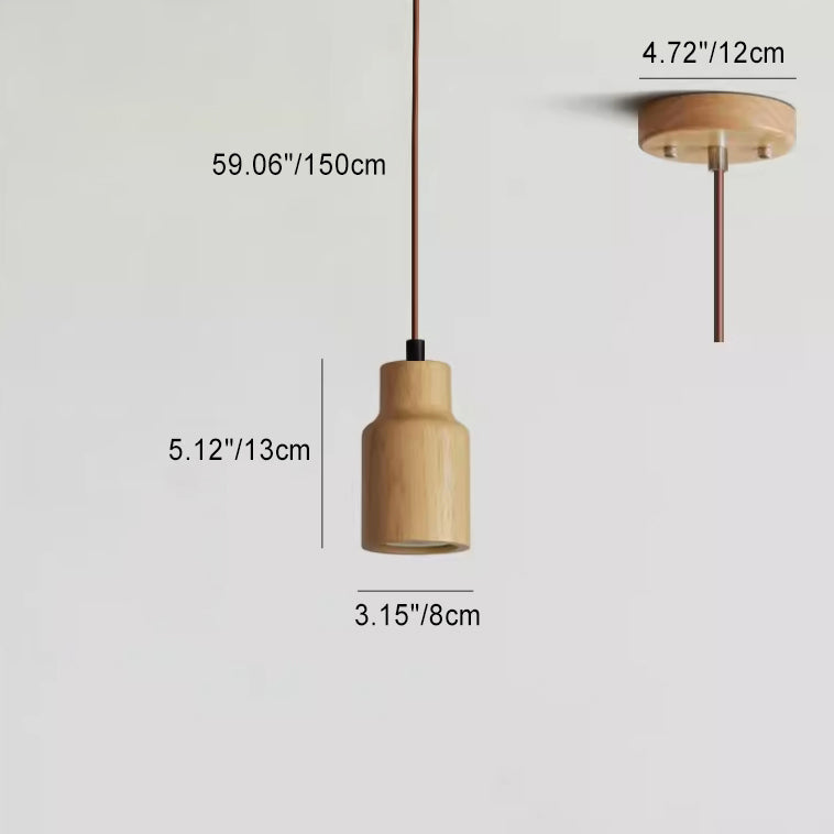 Pendant Light Wood GU10 5.7 in Beige Bedroom Living Room Hanging Ceiling Fixture Adjustable Cord Modern Minimalist | Kalsten