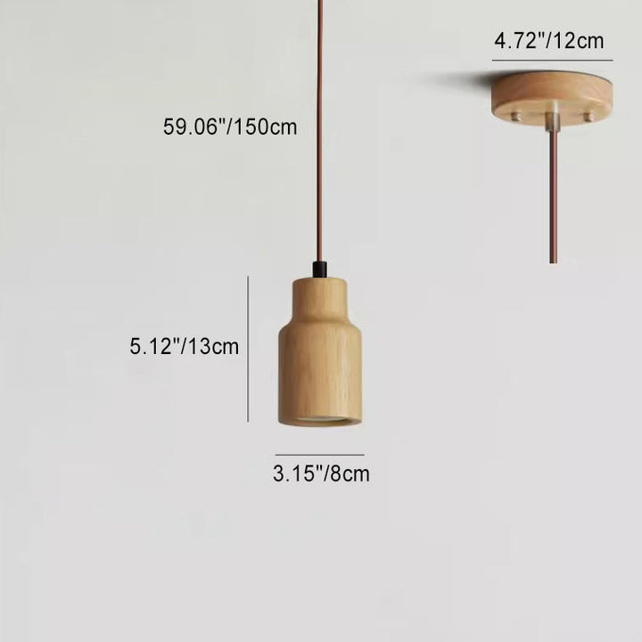 Pendant Light Wood GU10 5.7 in Beige Bedroom Living Room Hanging Ceiling Fixture Adjustable Cord Modern Minimalist | Kalsten