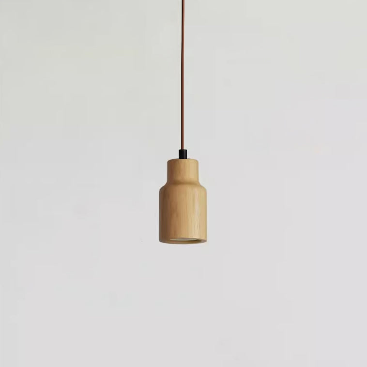 Pendant Light Wood GU10 5.7 in Beige Bedroom Living Room Hanging Ceiling Fixture Adjustable Cord Modern Minimalist | Kalsten
