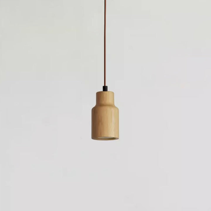 Pendant Light Wood GU10 5.7 in Beige Bedroom Living Room Hanging Ceiling Fixture Adjustable Cord Modern Minimalist | Kalsten