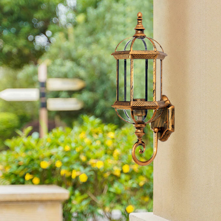 Traditional Vintage Waterproof Hexagonal Aluminum Glass 1-Light Outdoor Wall Sconce Lamp For Garden | Kalsten