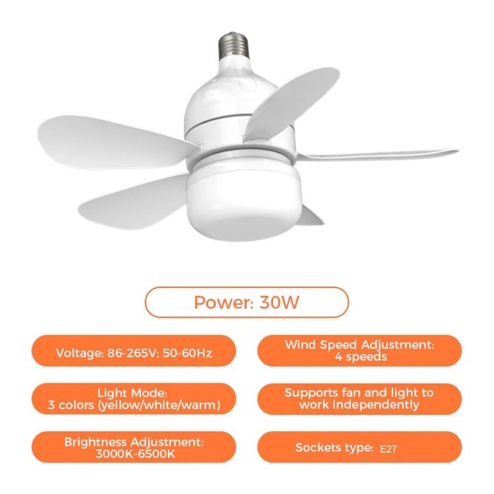 2-in-1 LED Ceiling Fan Light with Remote Control, E27/B22 Base | Kalsten