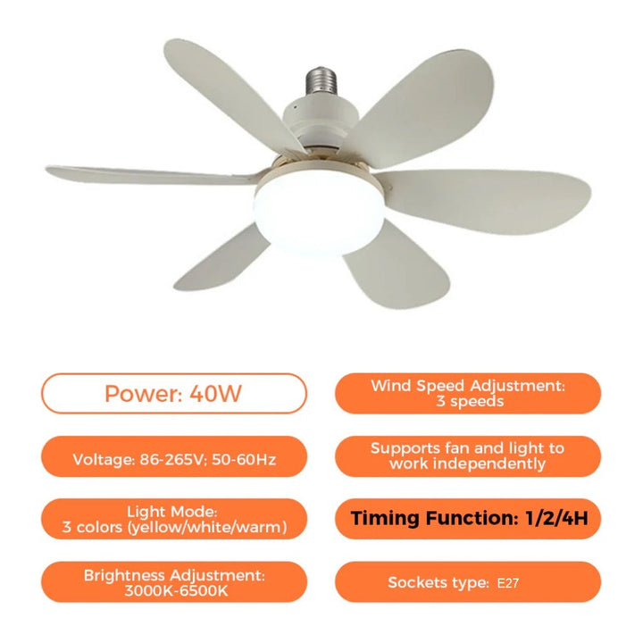 2-in-1 LED Ceiling Fan Light with Remote Control, E27/B22 Base | Kalsten