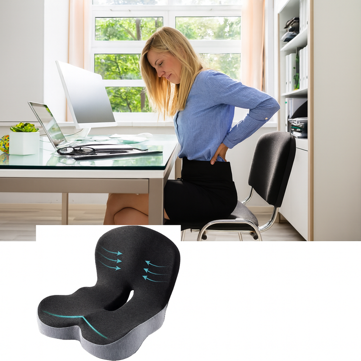 Lumbar & Coccyx Pain Relief – Memory Foam Non-Slip Support – Office Car Home Use Kalsten