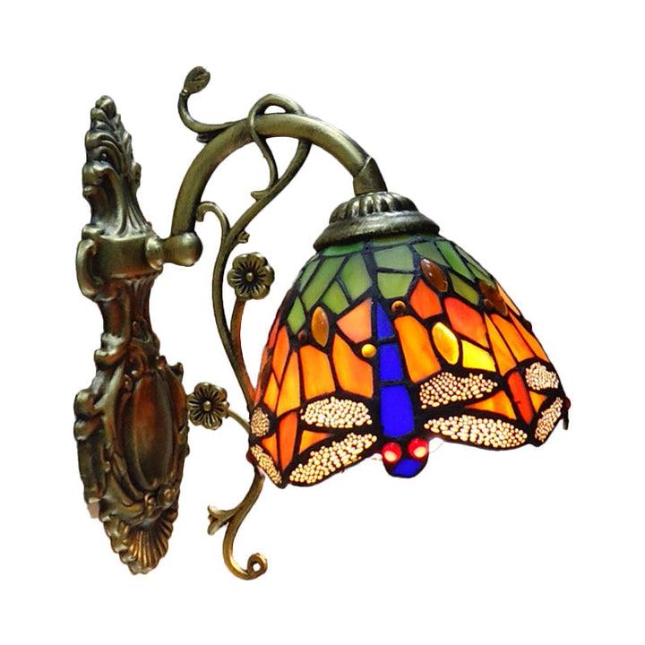 Hand-Cut Glass Damselfly Wall Lamp – Tiffany Style