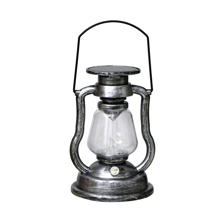 Vintage Style Solar LED Hurricane Lantern With Glass Chimney And Metal Handle Kalsten