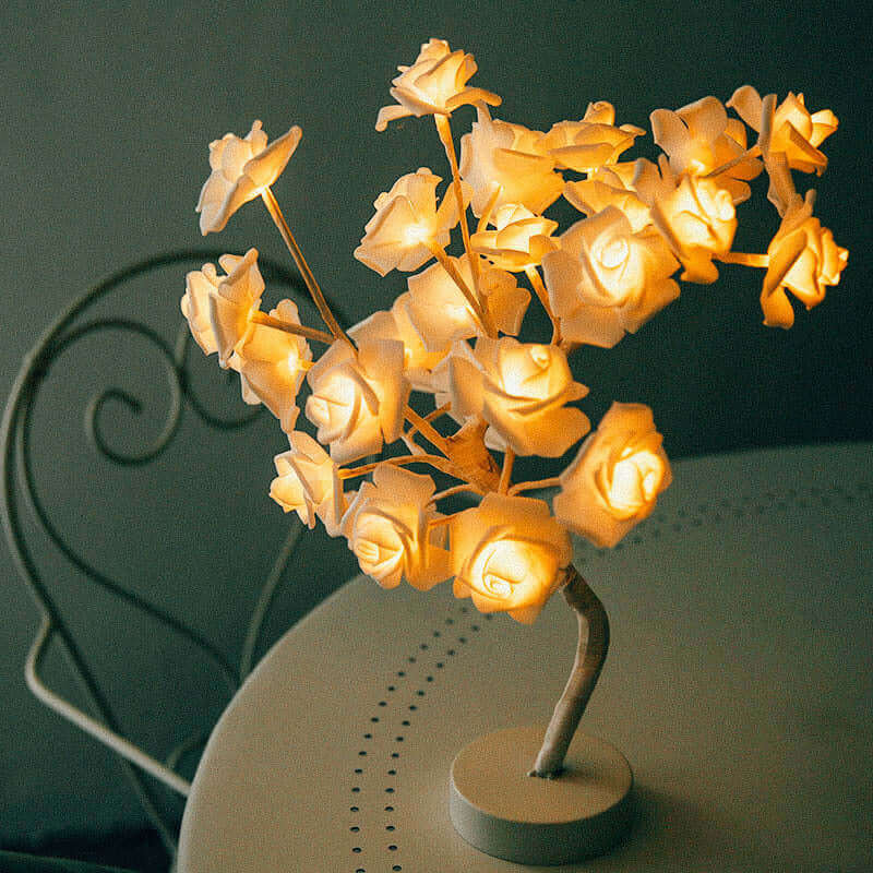Rose Flower Lamp USB Battery Operated LED Table Lamp Bonsai Tree Night Lights Garland Bedroom Decoration Lights Home Decor | Kalsten