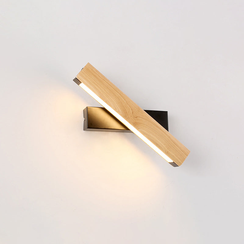 Linear Reading Wall Light Modern Wooden Rotatable LED Bedroom Sconce Lighting Fixture | Kalsten