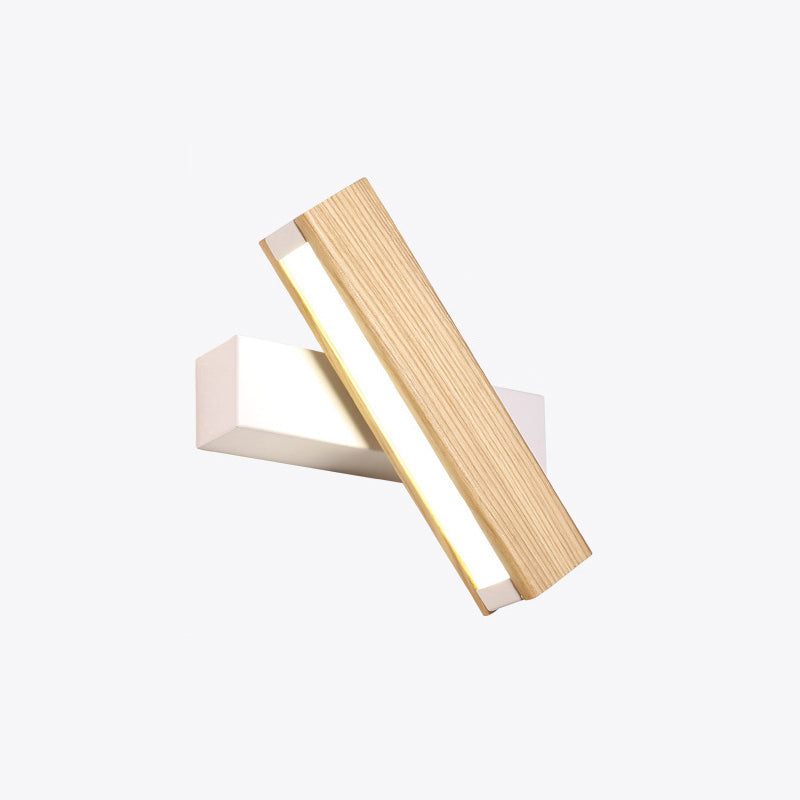 Linear Reading Wall Light Modern Wooden Rotatable LED Bedroom Sconce Lighting Fixture | Kalsten