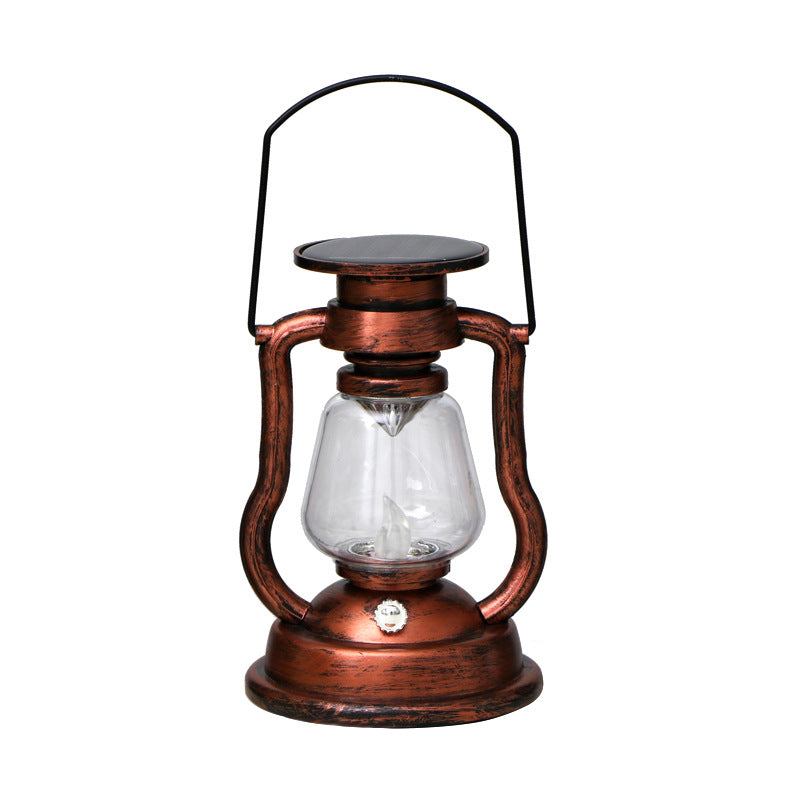 Vintage Style Solar LED Hurricane Lantern With Glass Chimney And Metal Handle Kalsten