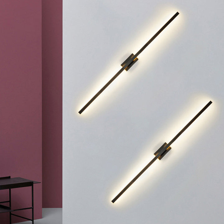Linear Shaped Metal LED Wall Lighting Contemporary Black Sconce Light Fixture for Corridor | Kalsten