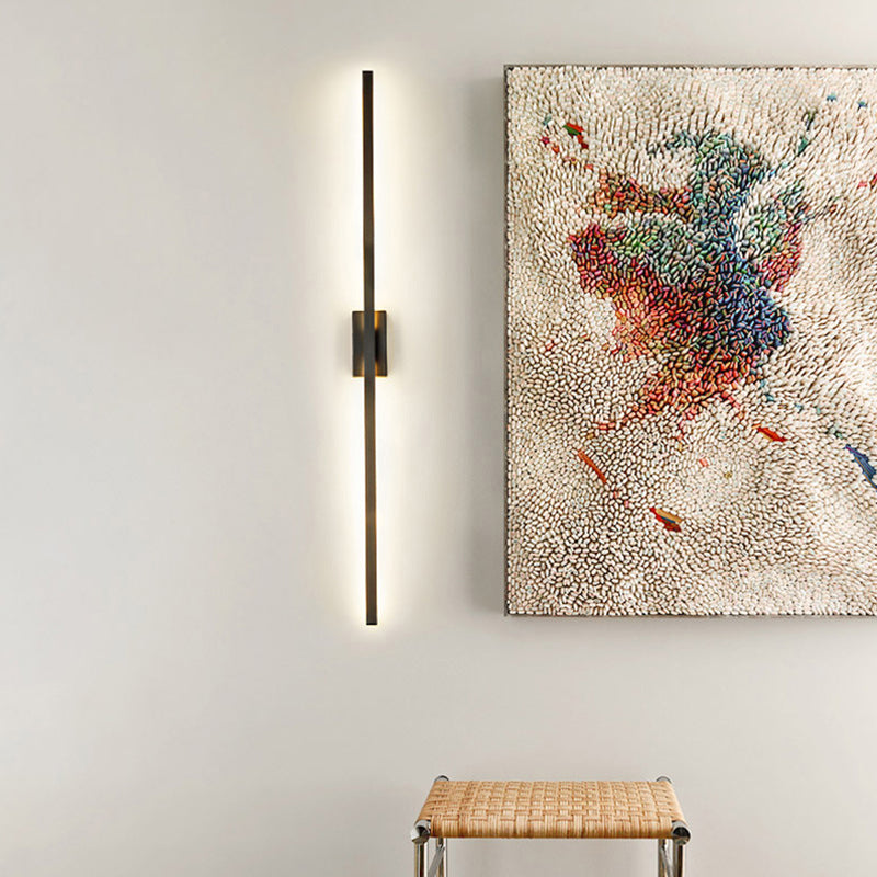 Linear Shaped Metal LED Wall Lighting Contemporary Black Sconce Light Fixture for Corridor | Kalsten