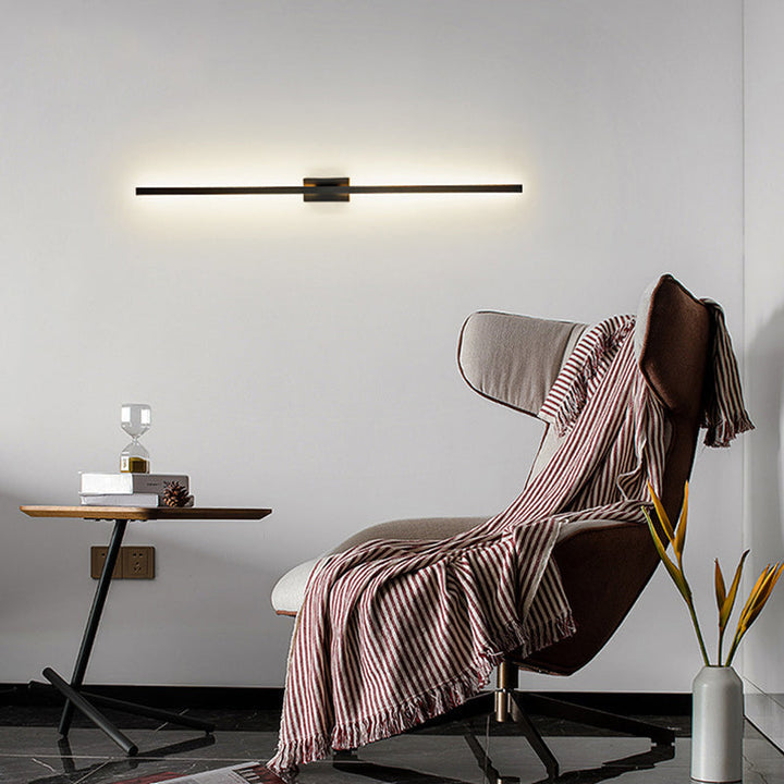 Linear Shaped Metal LED Wall Lighting Contemporary Black Sconce Light Fixture for Corridor | Kalsten
