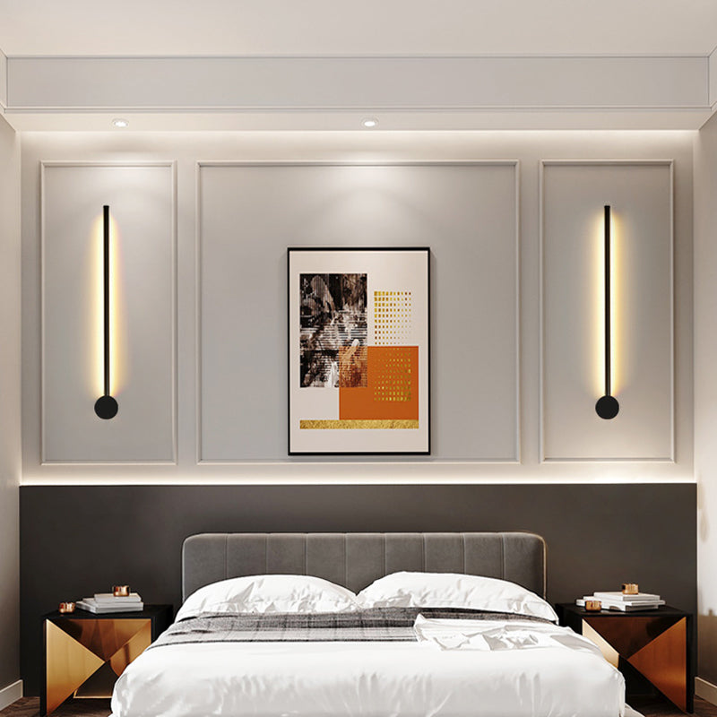 Slim Tube Shaped Sconce Lighting Contemporary Metal Living Room LED Wall Light Fixture | Kalsten