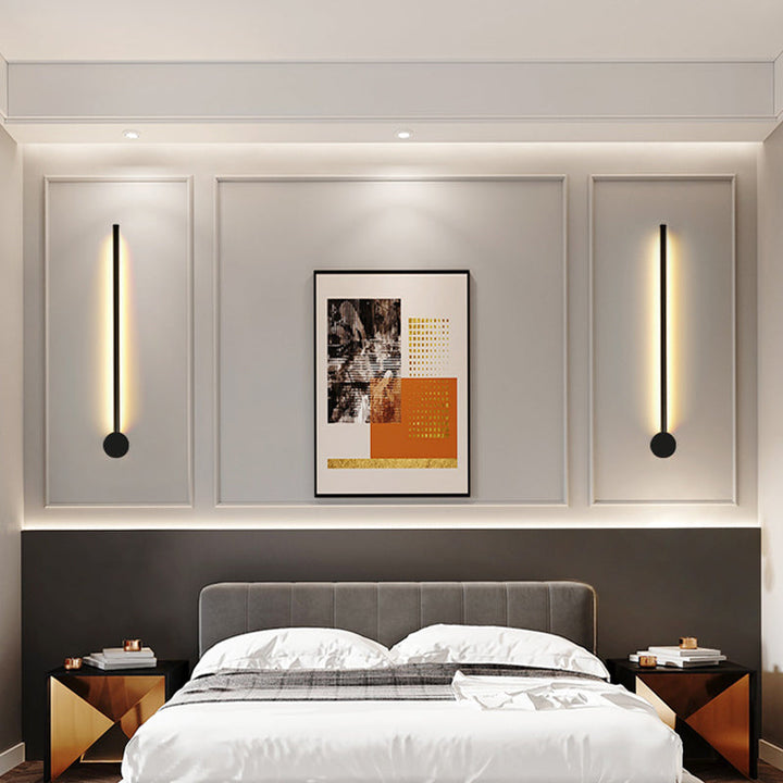 Slim Tube Shaped Sconce Lighting Contemporary Metal Living Room LED Wall Light Fixture | Kalsten