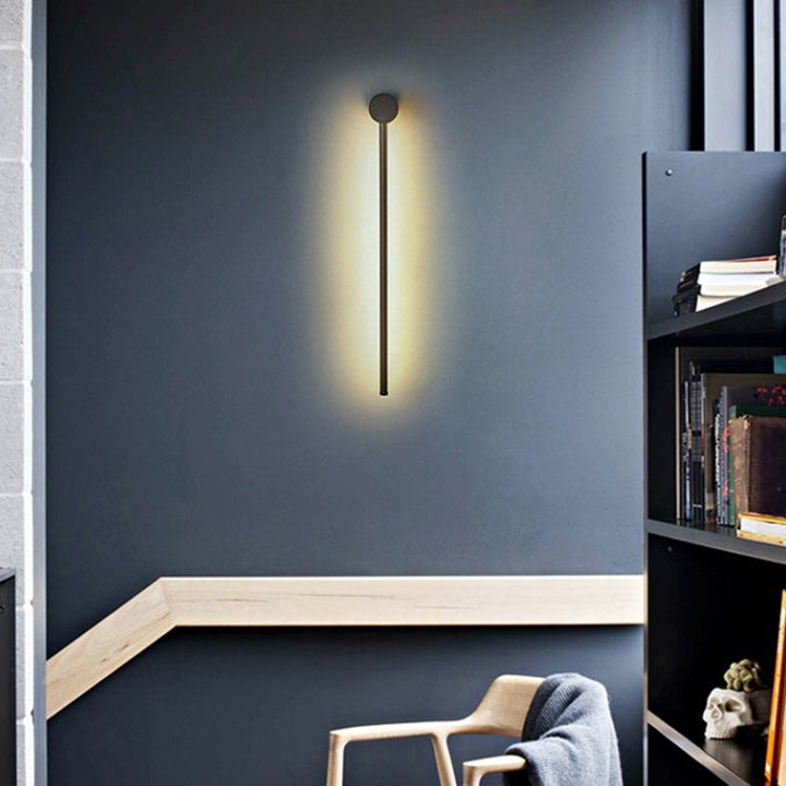 Slim Tube Shaped Sconce Lighting Contemporary Metal Living Room LED Wall Light Fixture | Kalsten