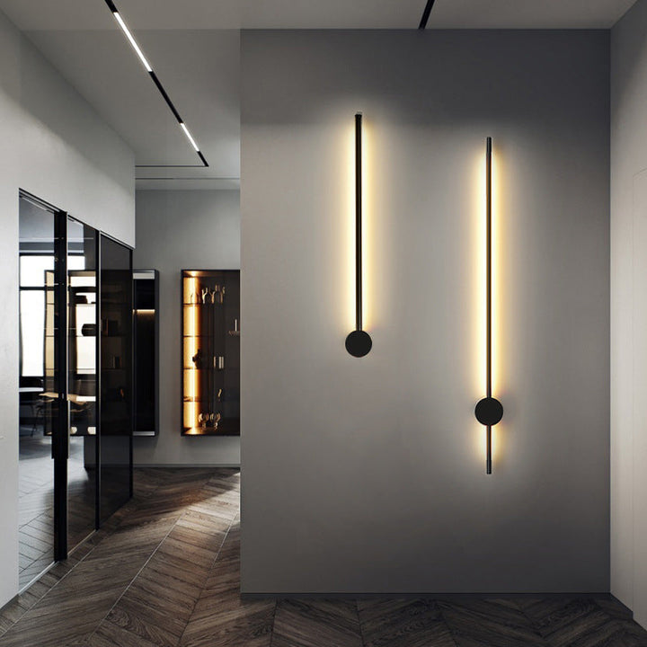 Slim Tube Shaped Sconce Lighting Contemporary Metal Living Room LED Wall Light Fixture | Kalsten
