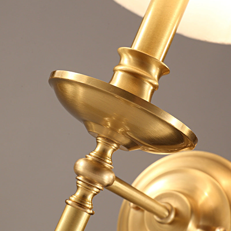 Candlestick Living Room Wall Lighting Vintage Metal Single Gold Sconce Light with Empire Fabric Shade | Kalsten